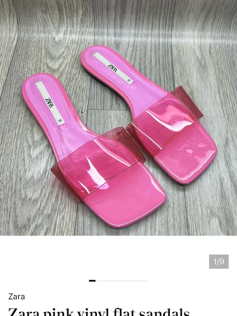 Zara Hot Pink Vinyl Slide Sandals - Picture 2 of 6